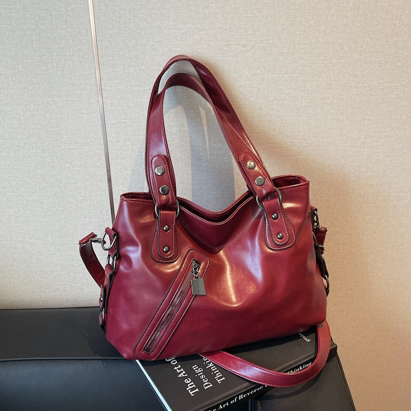 Lightweight Shoulder Bag with Zipper Adjustable Strap Everyday Bag