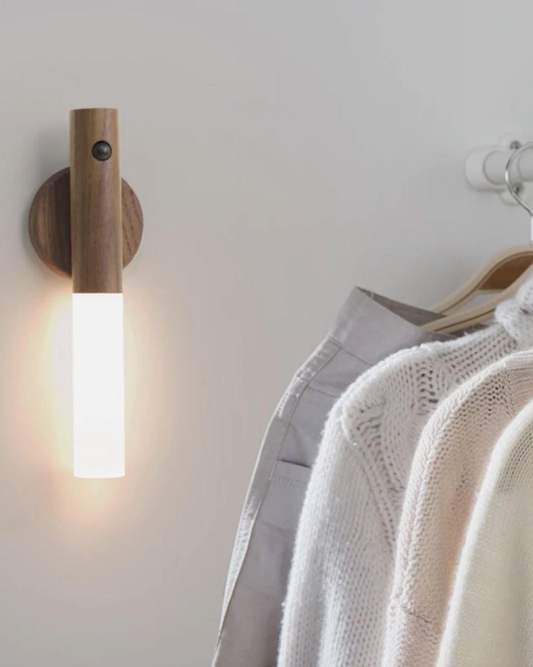 Rechargeable Wooden Wall Sconce with Motion Sensor | Cordless LED Night Light