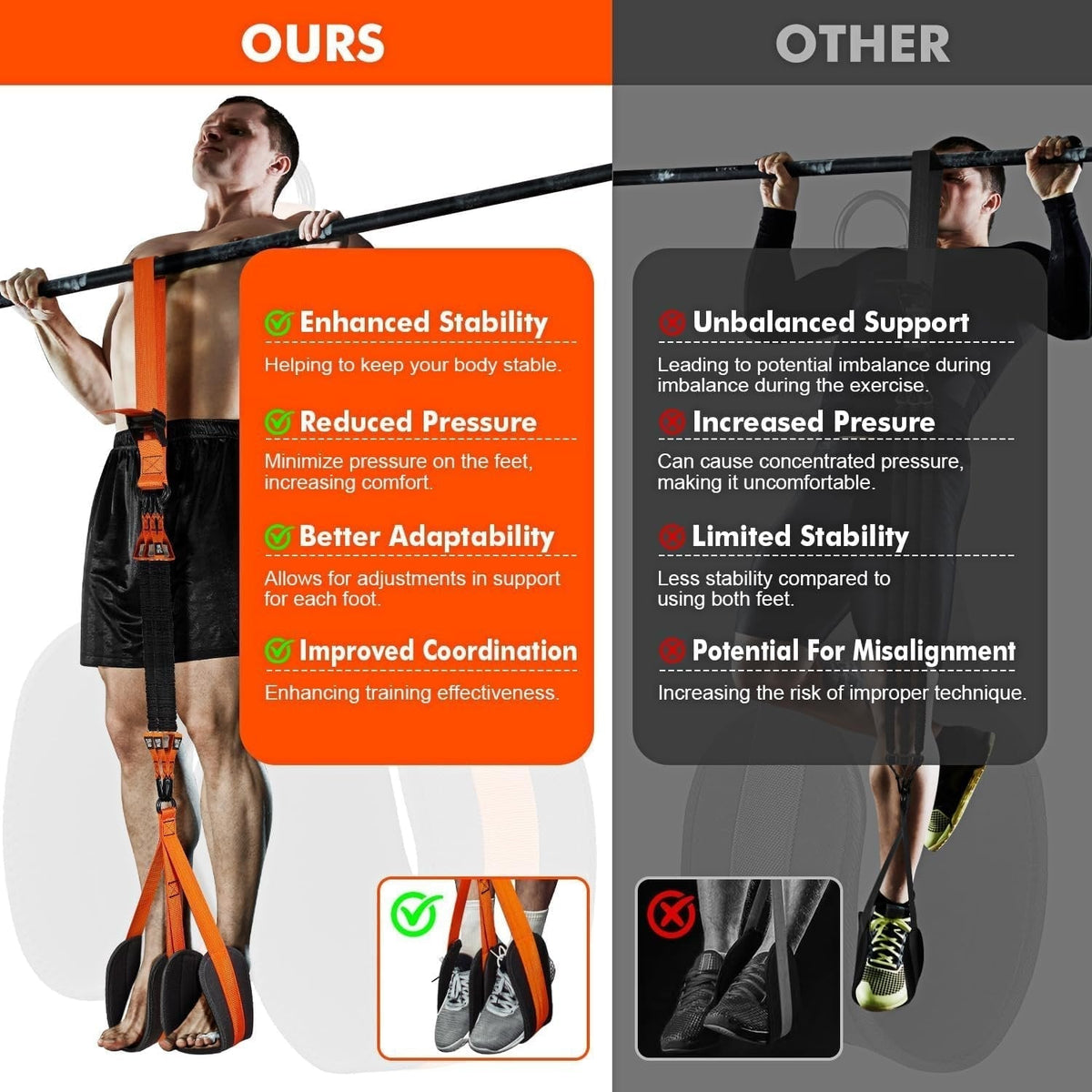 Ascent | Pull-Up Assistance Band with Double Foot Support | Steel Hooks for Pull-Up Bars