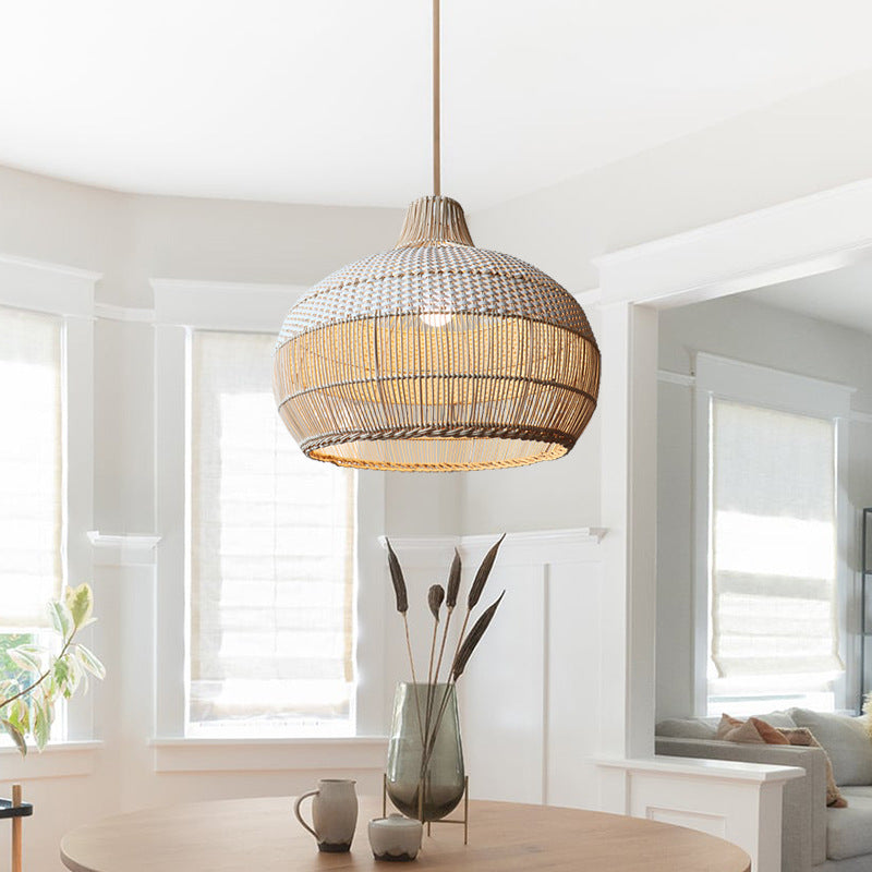 Handwoven Rattan Pendant Light Natural Wicker Ceiling Lamp