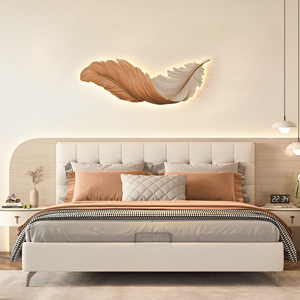 Feather LED Wall Art Lamp USB Remote Control Decorative Wall Light
