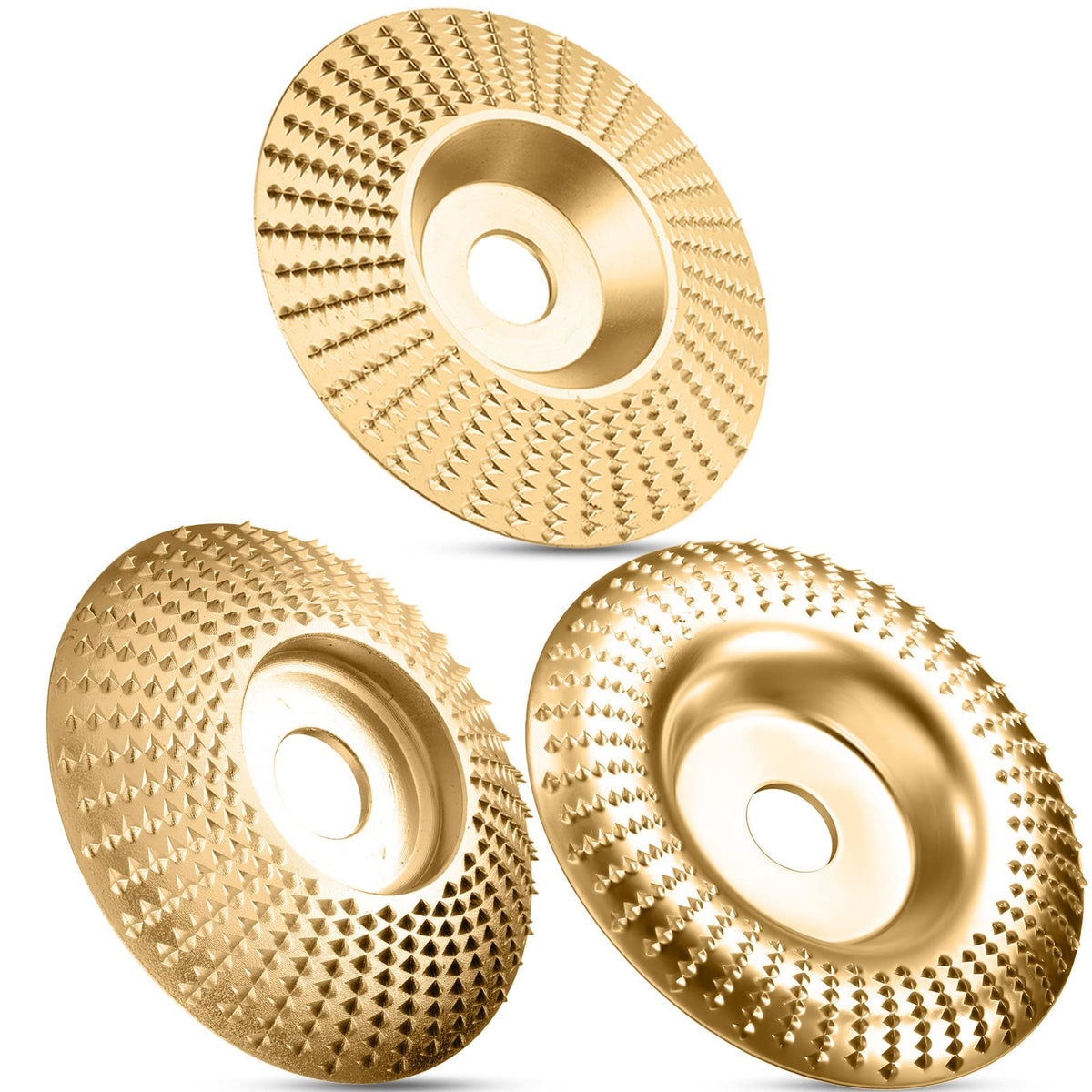 Carvexa | Tungsten Carbide Wood Carving Discs with 3 Shapes | Angle Grinder Kit for Wood