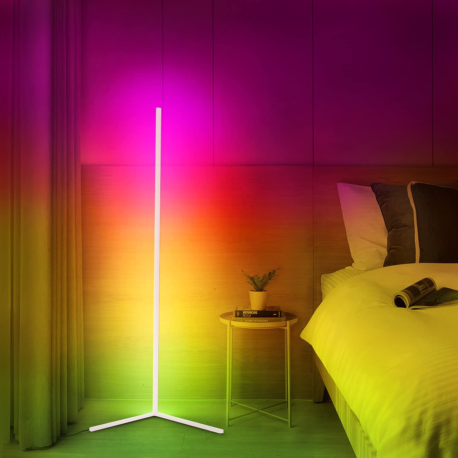 LED Corner Floor Lamp RGB Dimmable Modern Standing Lamp with Remote