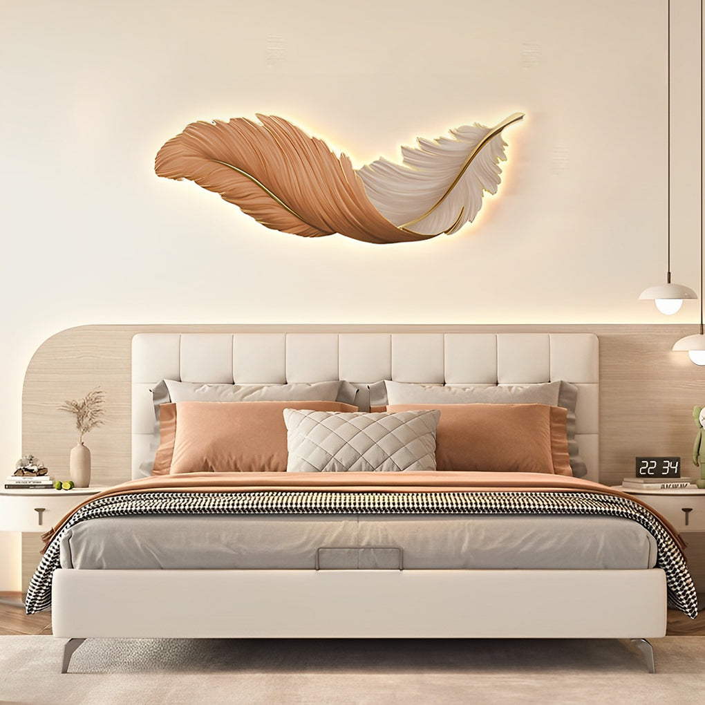 Feather LED Wall Art Lamp USB Remote Control Decorative Wall Light