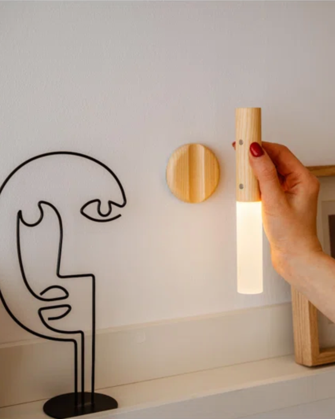 Rechargeable Wooden Wall Sconce with Motion Sensor | Cordless LED Night Light