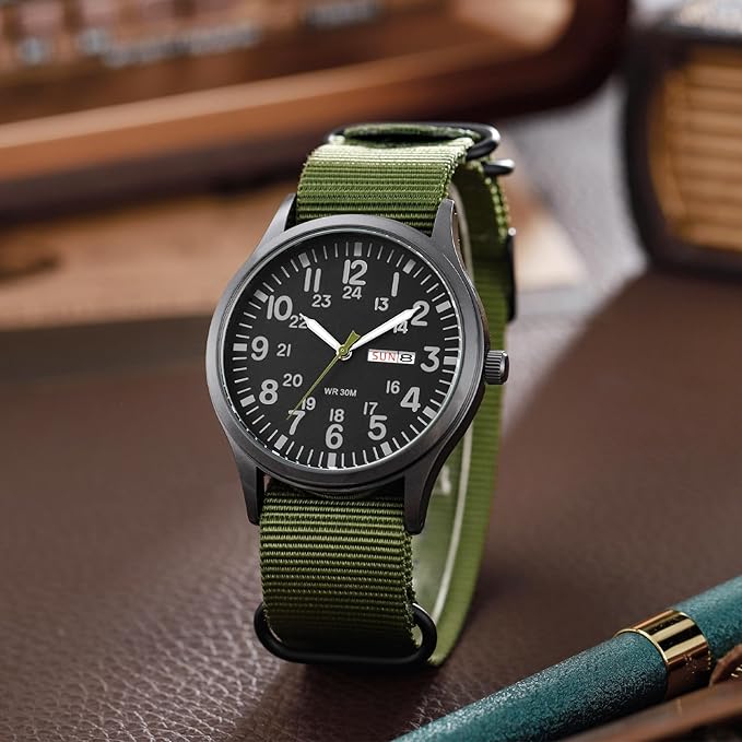 Men’s Waterproof Sports Watch – Rugged Outdoor Tactical Style Nylon Strap 42mm