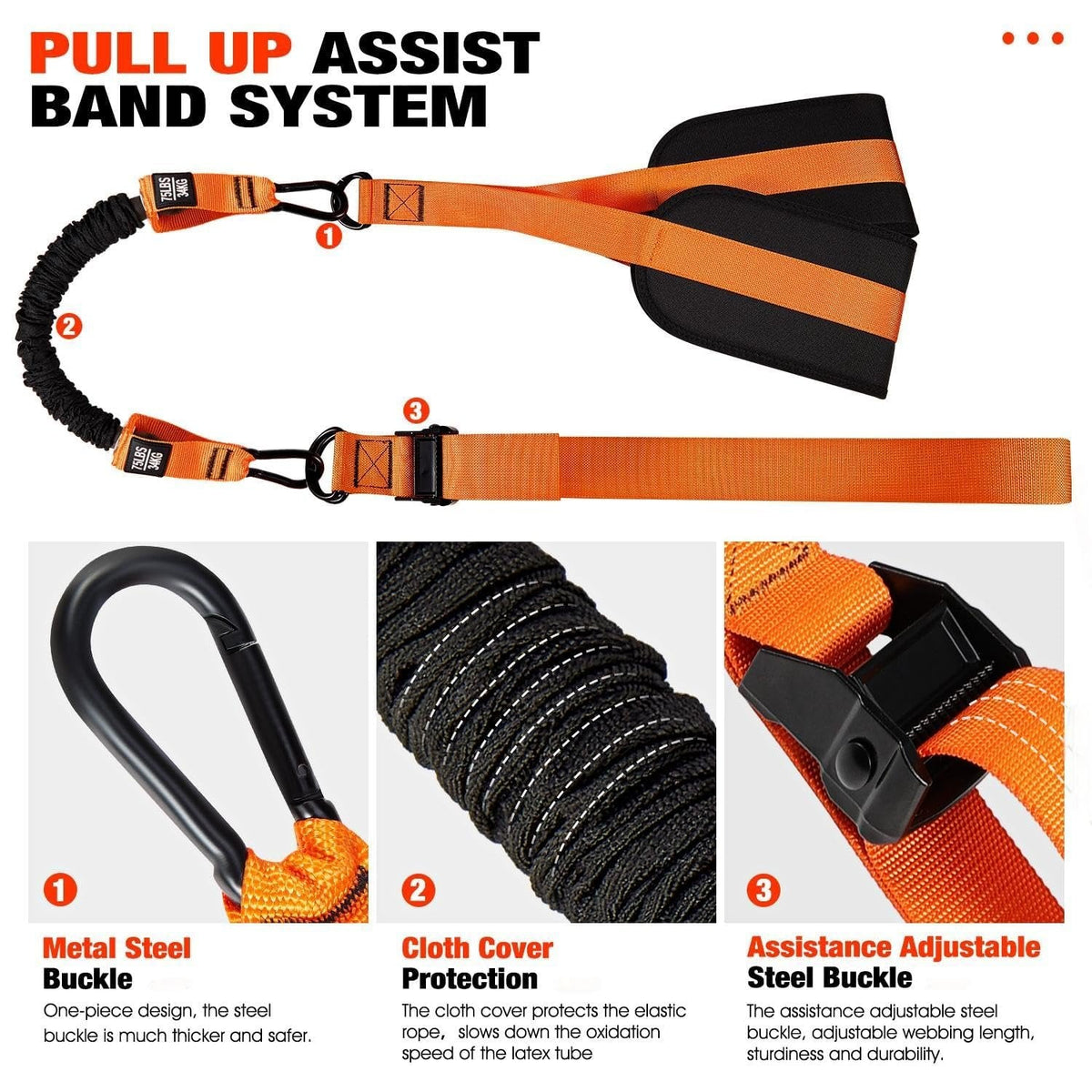Ascent | Pull-Up Assistance Band with Double Foot Support | Steel Hooks for Pull-Up Bars