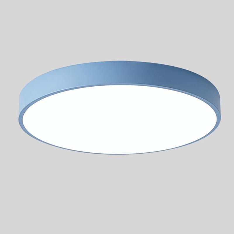 Nordic Wooden LED Ceiling Light Macaroon Round Flush Mount Lamp