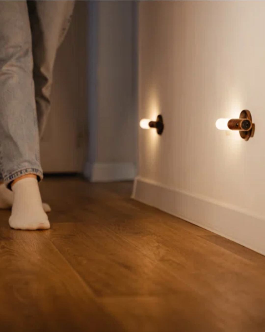 Rechargeable Wooden Wall Sconce with Motion Sensor | Cordless LED Night Light