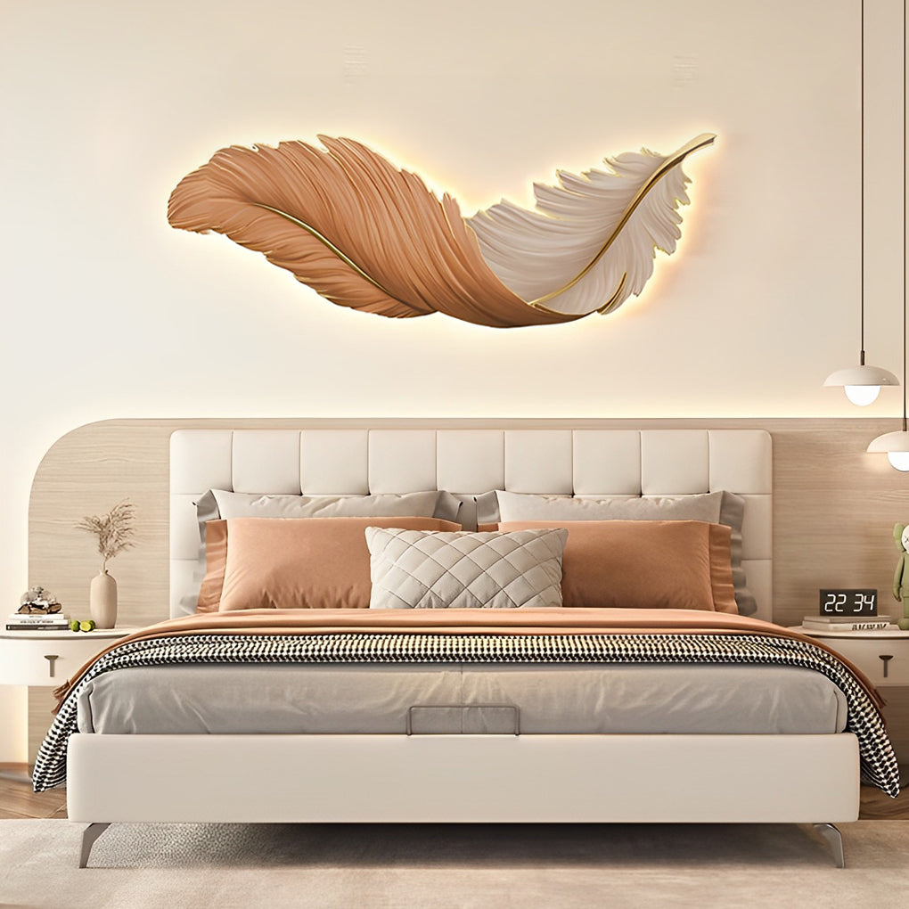 Feather LED Wall Art Lamp USB Remote Control Decorative Wall Light