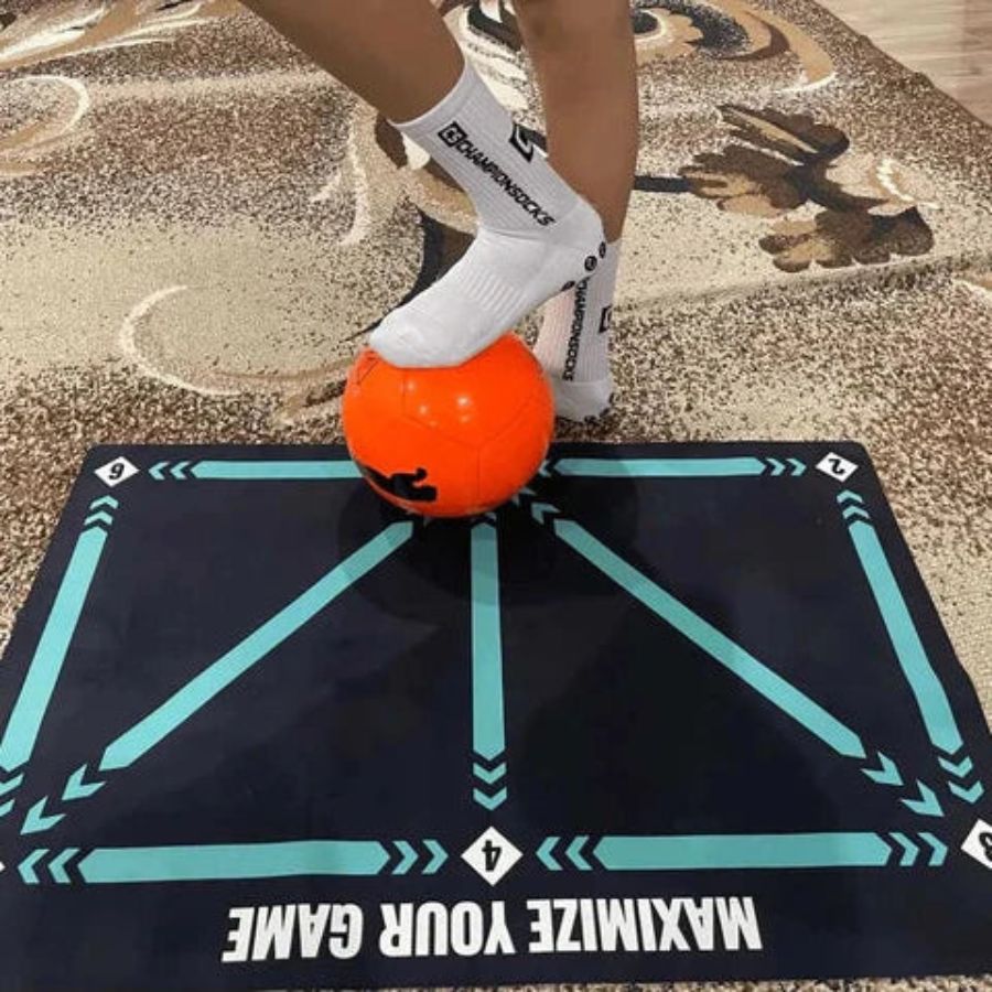 Soccer Training Mat for Dribbling & Footwork Practice with Grip Socks