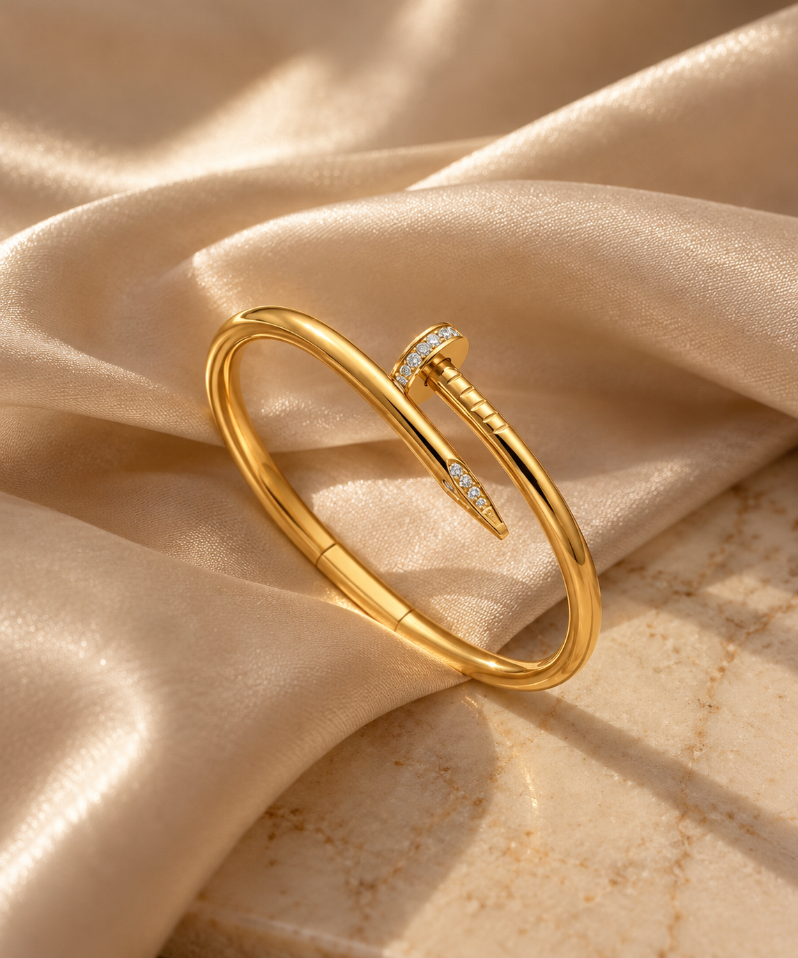 Nail Bangle Bracelet | Minimalist Metal Design with Bold Curved Detail for Modern Style