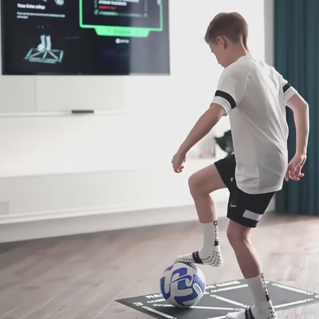 Soccer Training Mat for Dribbling & Footwork Practice with Grip Socks