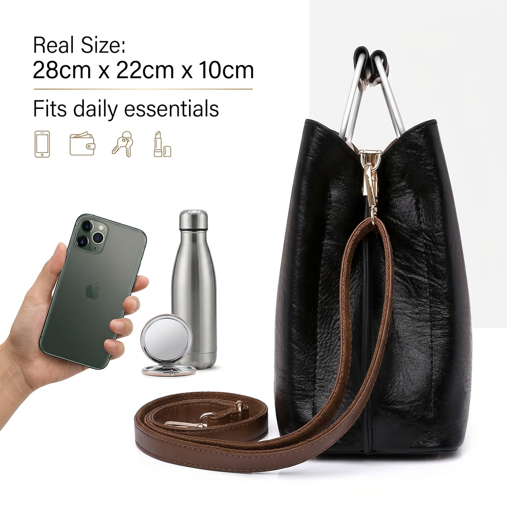 Bravura | Genuine Leather Handbag with Magnetic Flap, Adjustable Crossbody Bag for Women