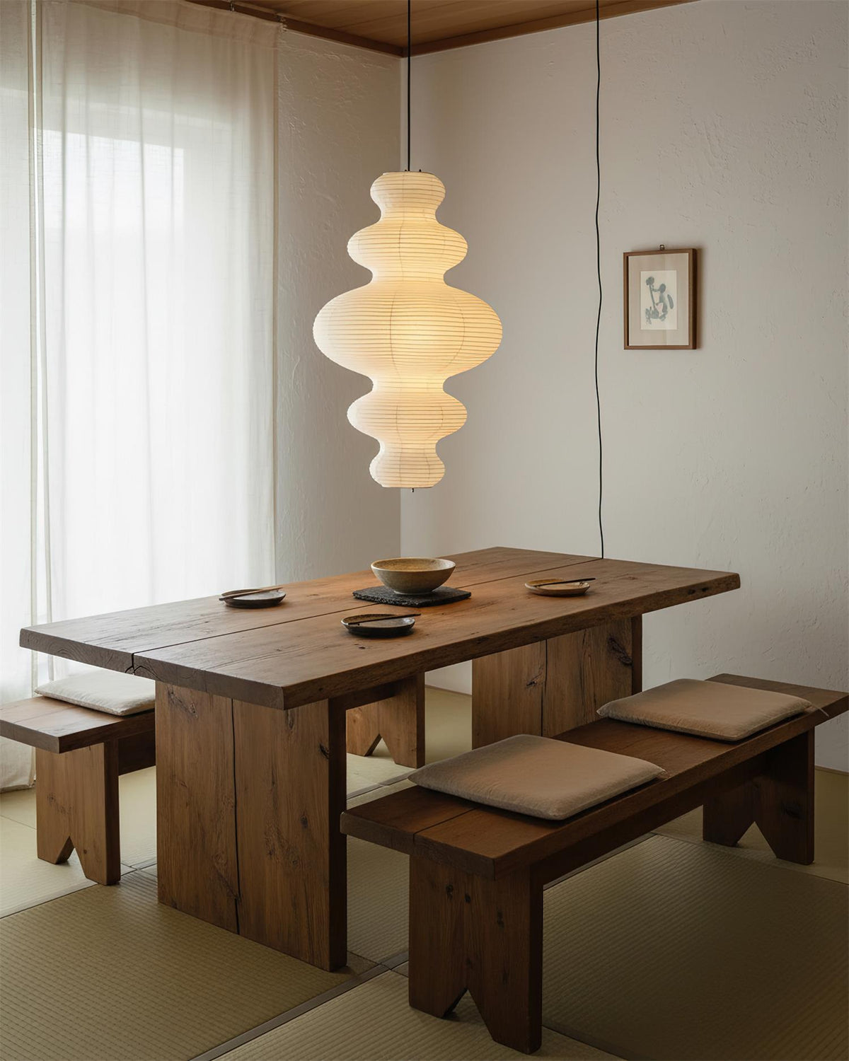 Shiroi | Plug In Pendant Light with Rice Paper Shade | Dimmable Lantern Lamp for Bedroom