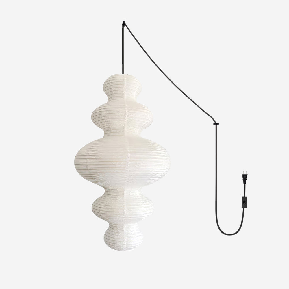 Shiroi | Plug In Pendant Light with Rice Paper Shade | Dimmable Lantern Lamp for Bedroom
