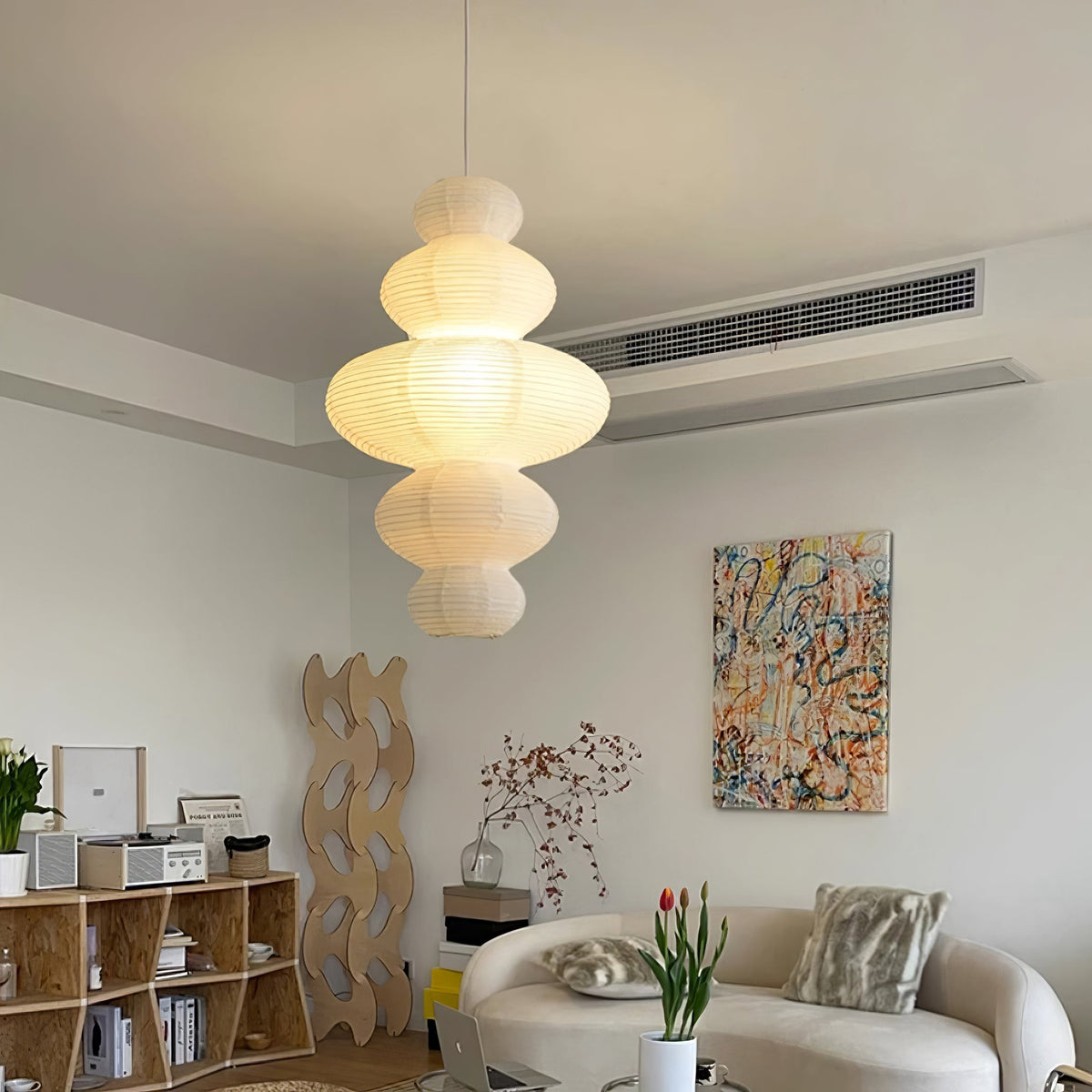 Shiroi | Plug In Pendant Light with Rice Paper Shade | Dimmable Lantern Lamp for Bedroom