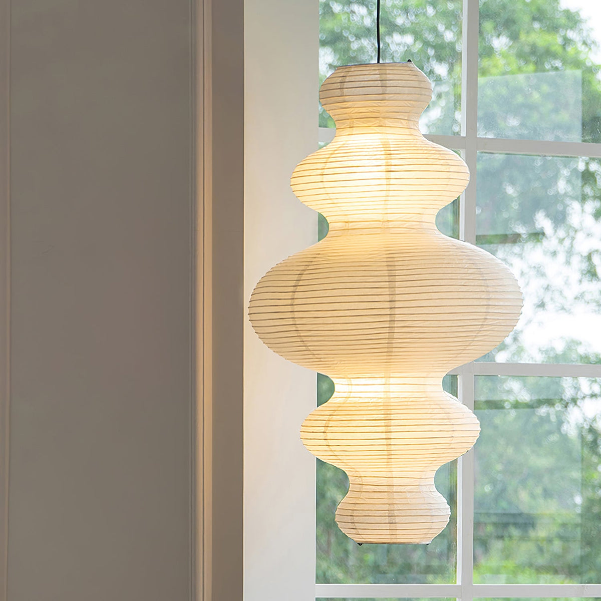 Shiroi | Plug In Pendant Light with Rice Paper Shade | Dimmable Lantern Lamp for Bedroom