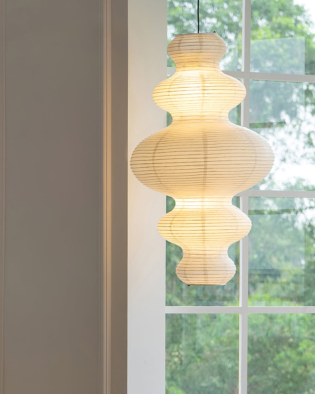 Shiroi | Plug In Pendant Light with Rice Paper Shade | Dimmable Lantern Lamp for Bedroom