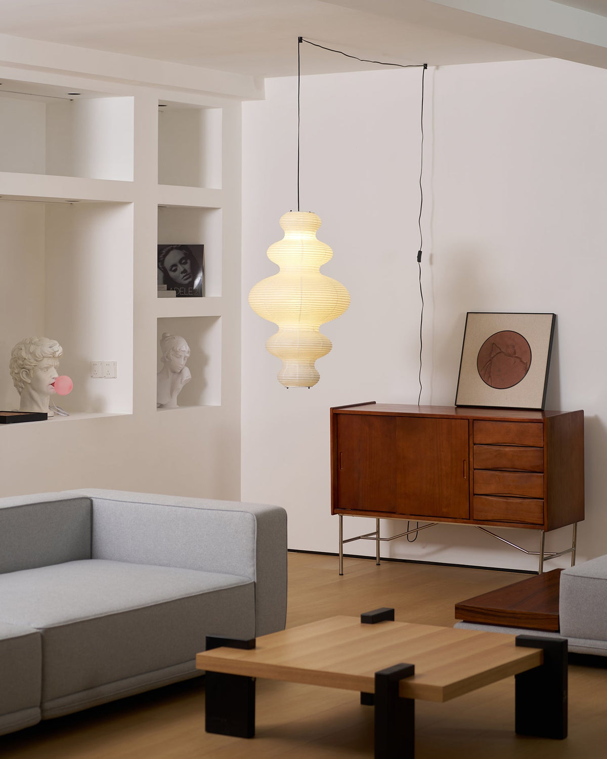 Shiroi | Plug In Pendant Light with Rice Paper Shade | Dimmable Lantern Lamp for Bedroom