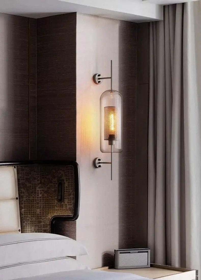 Modern Glass Wall Sconce with Gold or Chrome Finish | Pipe & Ball Design