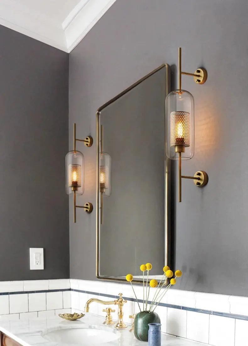 Modern Glass Wall Sconce with Gold or Chrome Finish | Pipe & Ball Design