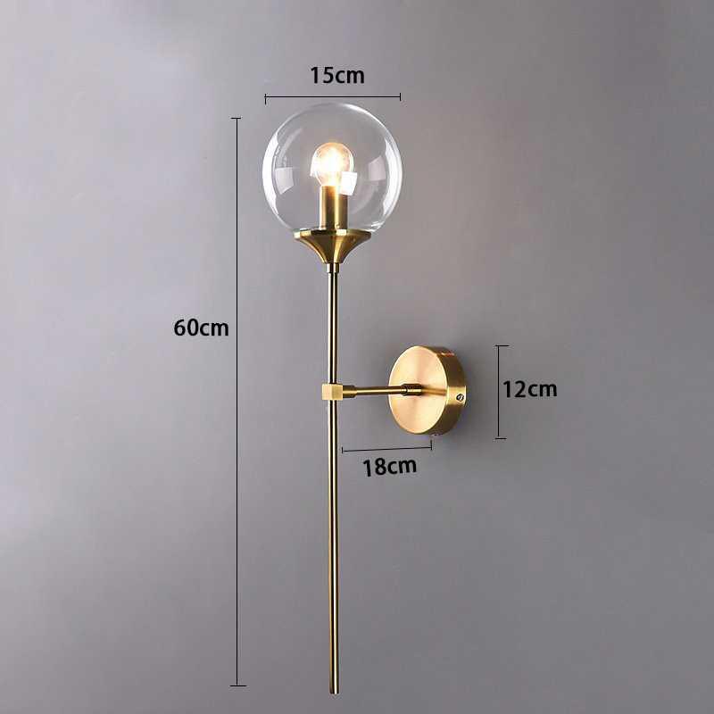 Modern Glass Wall Sconce with Gold Metal Base | Warm Glow Light Fixture