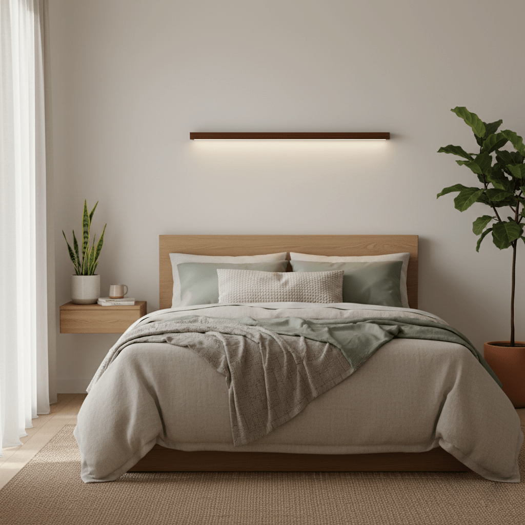 Woodline | Linear Pine Wood Wall Light with Dual Mount Design | LED Sconce for Entryways