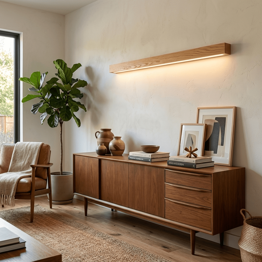 Woodline | Linear Pine Wood Wall Light with Dual Mount Design | LED Sconce for Entryways