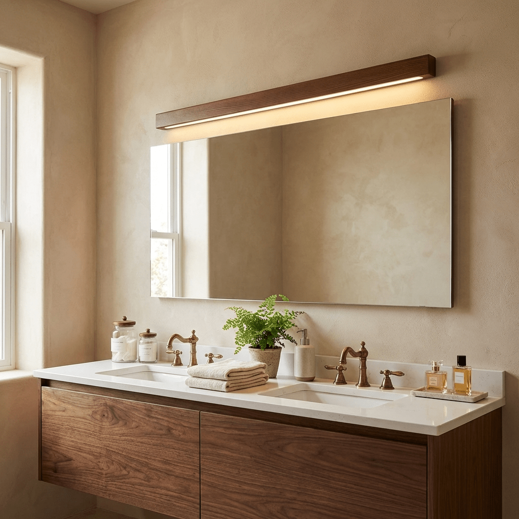Woodline | Linear Pine Wood Wall Light with Dual Mount Design | LED Sconce for Entryways