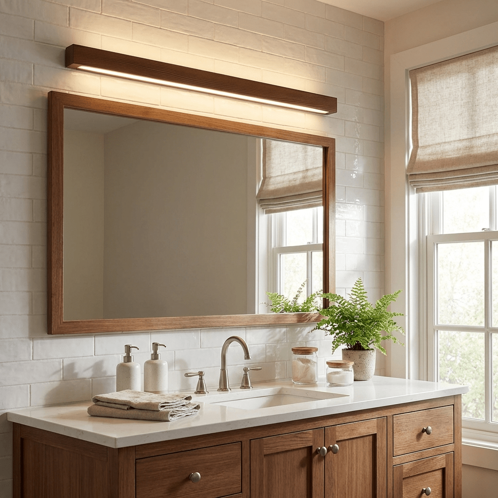 Woodline | Linear Pine Wood Wall Light with Dual Mount Design | LED Sconce for Entryways