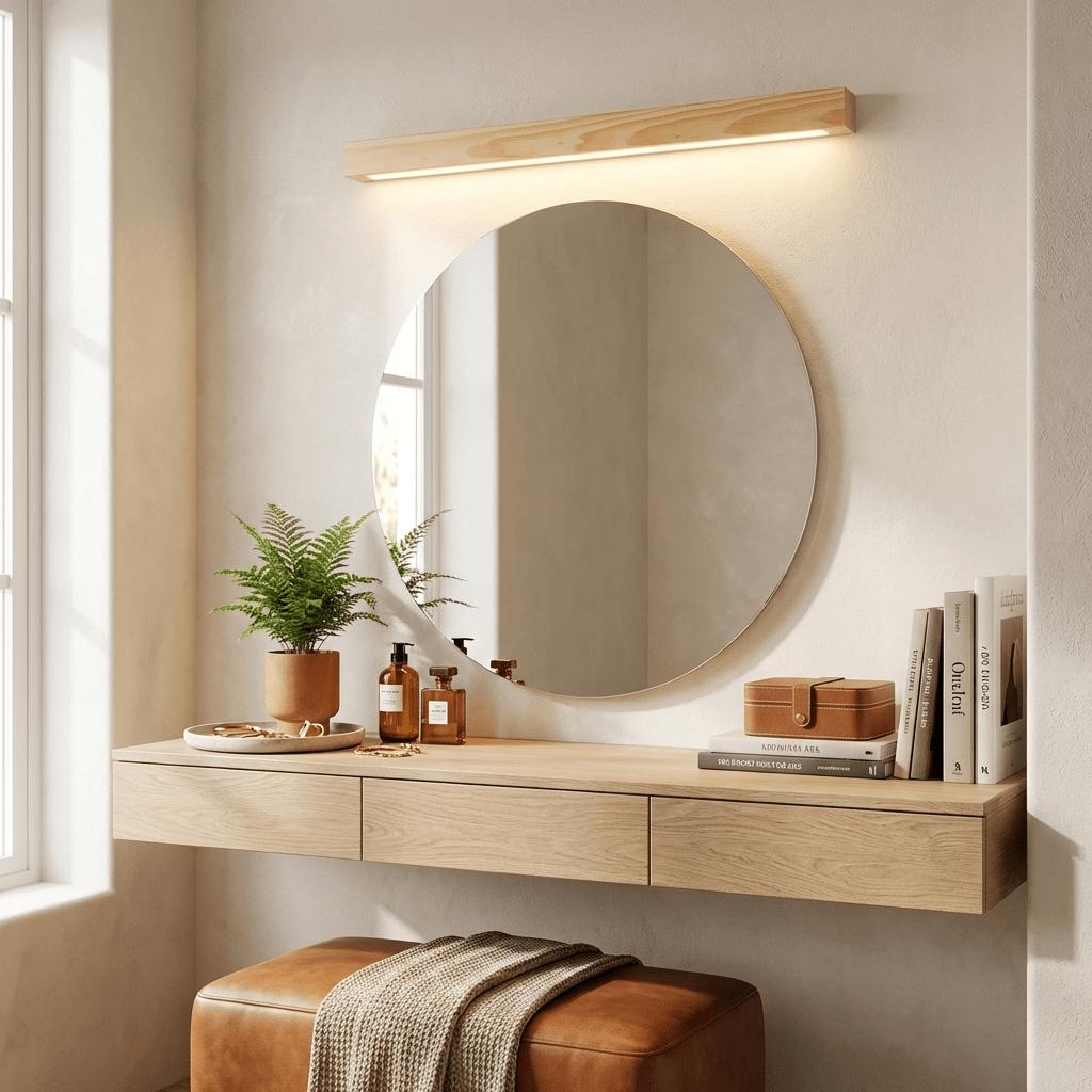 Woodline | Linear Pine Wood Wall Light with Dual Mount Design | LED Sconce for Entryways