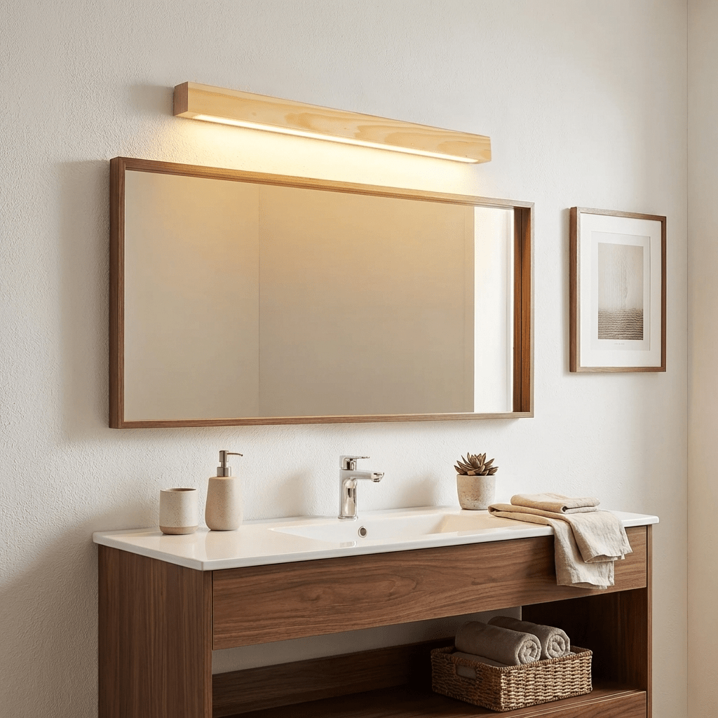 Woodline | Linear Pine Wood Wall Light with Dual Mount Design | LED Sconce for Entryways
