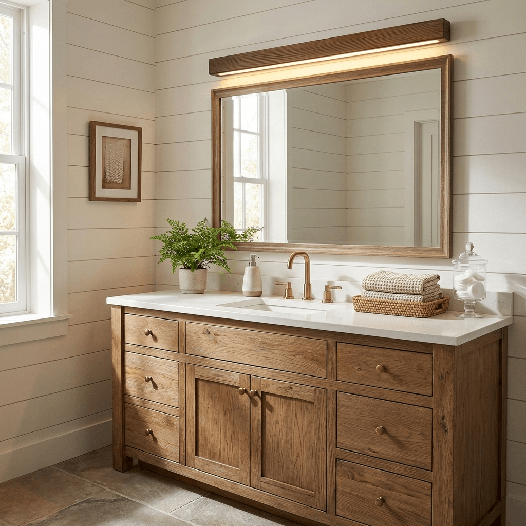 Woodline | Linear Pine Wood Wall Light with Dual Mount Design | LED Sconce for Entryways