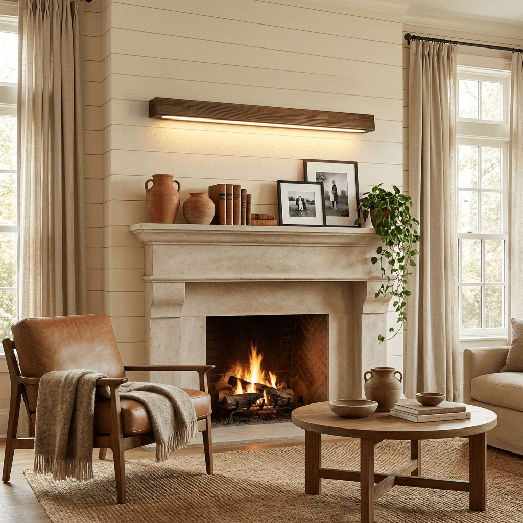 Woodline | Linear Pine Wood Wall Light with Dual Mount Design | LED Sconce for Entryways