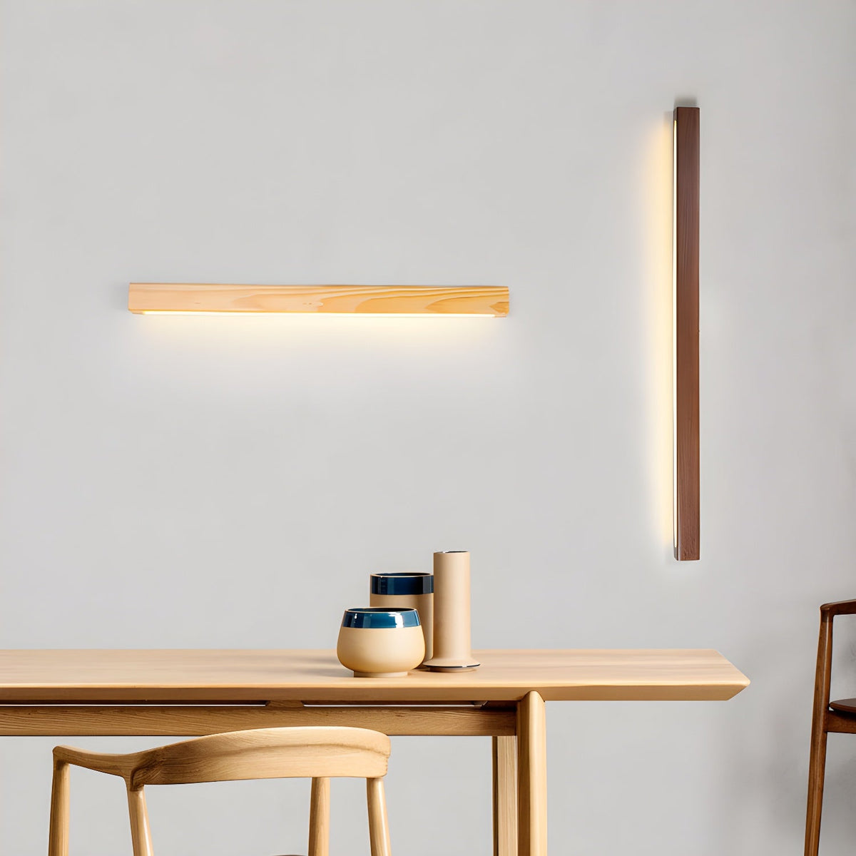 Woodline | Linear Pine Wood Wall Light with Dual Mount Design | LED Sconce for Entryways
