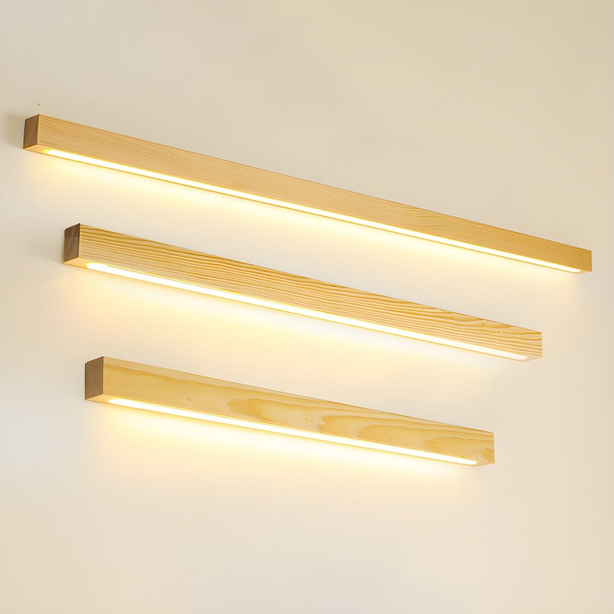 Woodline | Linear Pine Wood Wall Light with Dual Mount Design | LED Sconce for Entryways