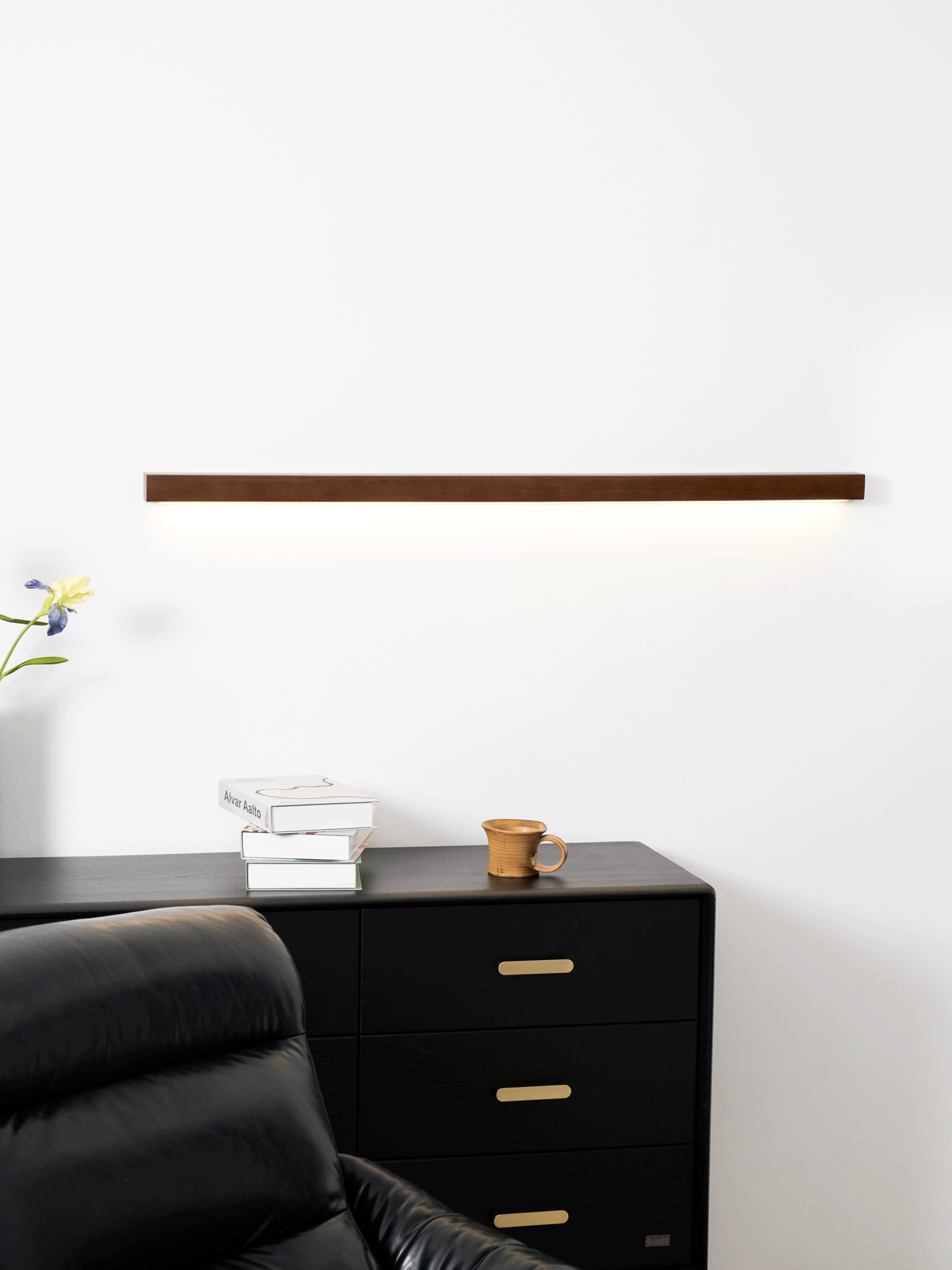 Woodline | Linear Pine Wood Wall Light with Dual Mount Design | LED Sconce for Entryways