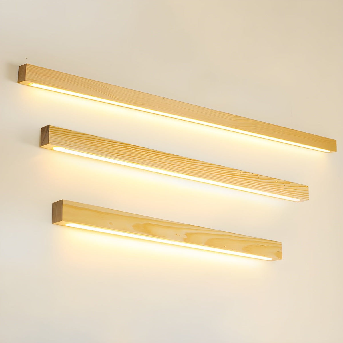 Woodline | Linear Pine Wood Wall Light with Dual Mount Design | LED Sconce for Entryways