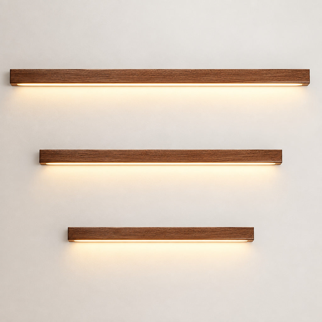 Woodline | Linear Pine Wood Wall Light with Dual Mount Design | LED Sconce for Entryways