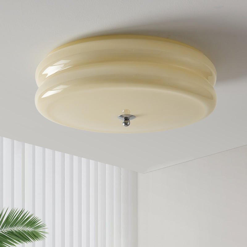 Aurelis | Art Deco Ceiling Light with White Glass Shade | Vintage Gold Lamp for Entryway