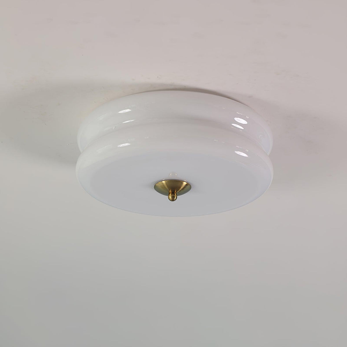 Aurelis | Art Deco Ceiling Light with White Glass Shade | Vintage Gold Lamp for Entryway
