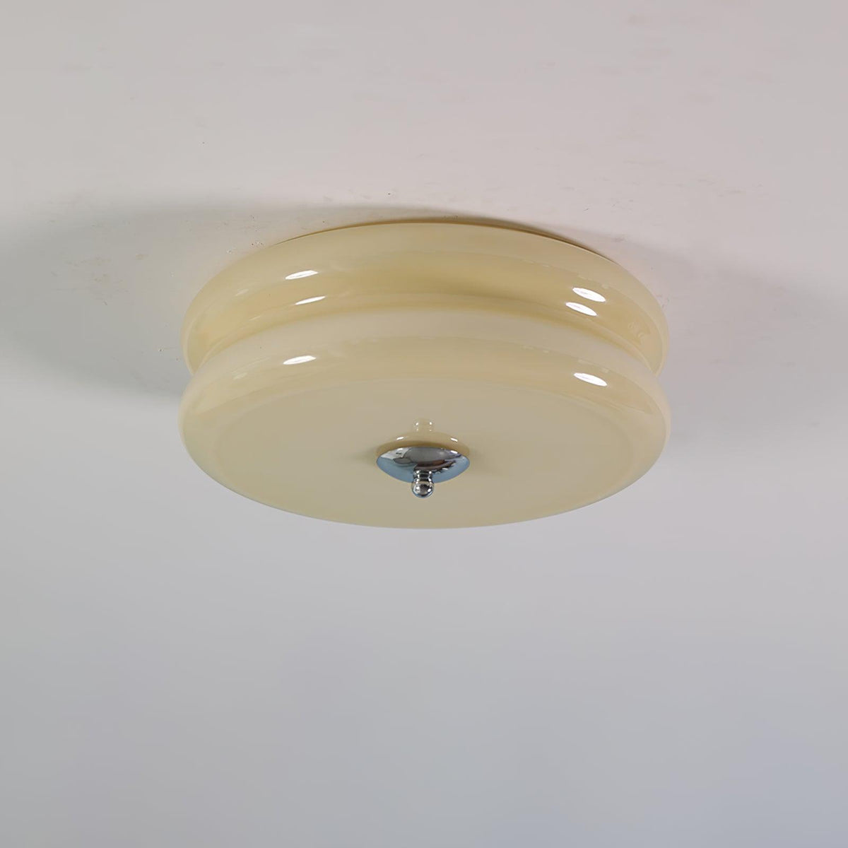 Aurelis | Art Deco Ceiling Light with White Glass Shade | Vintage Gold Lamp for Entryway