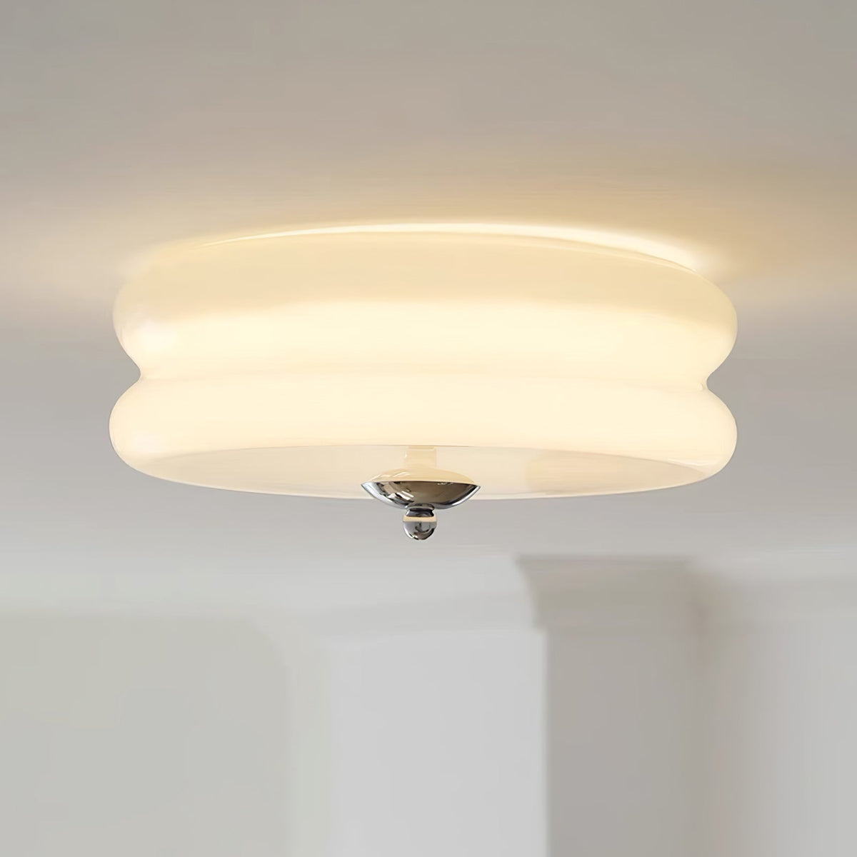 Aurelis | Art Deco Ceiling Light with White Glass Shade | Vintage Gold Lamp for Entryway