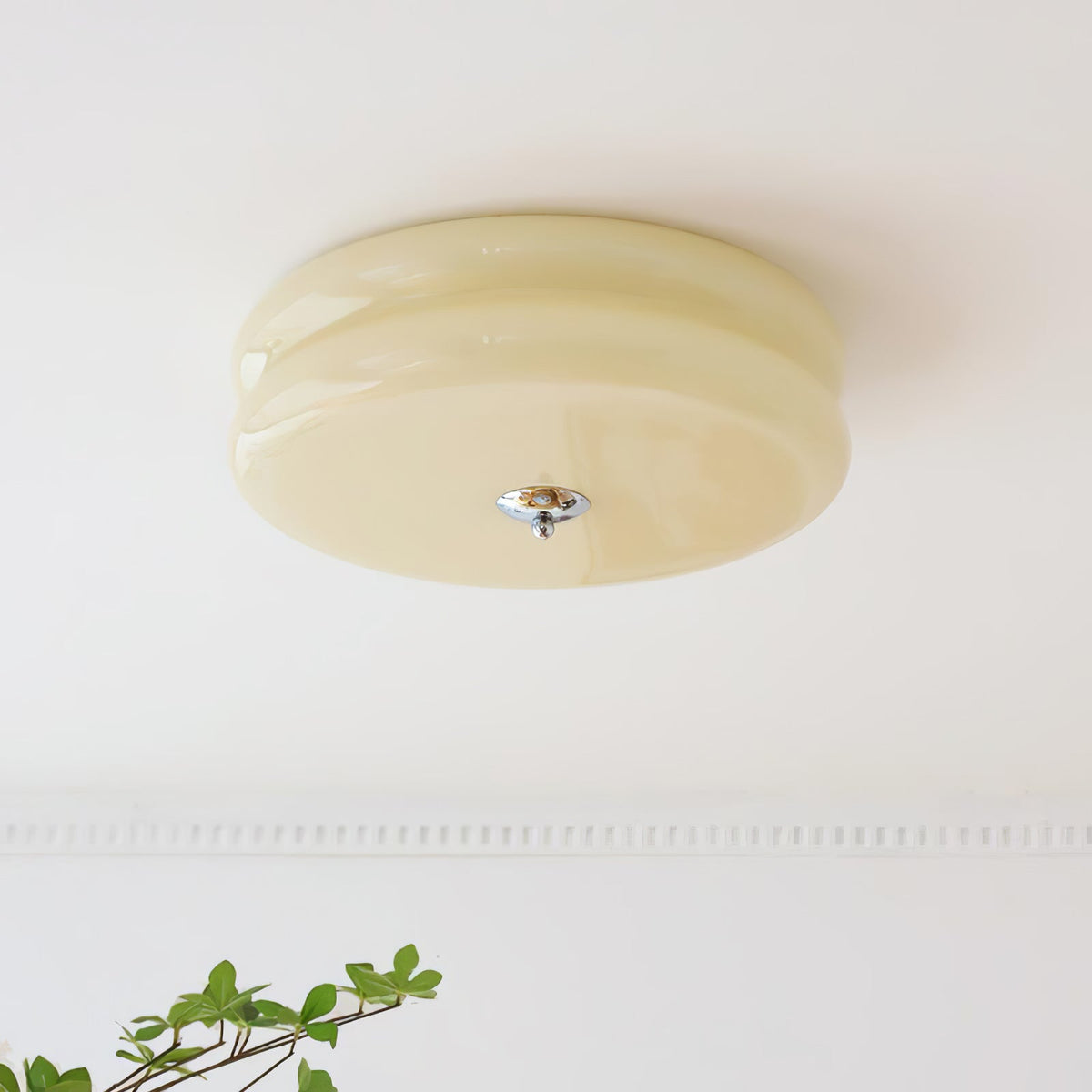 Aurelis | Art Deco Ceiling Light with White Glass Shade | Vintage Gold Lamp for Entryway