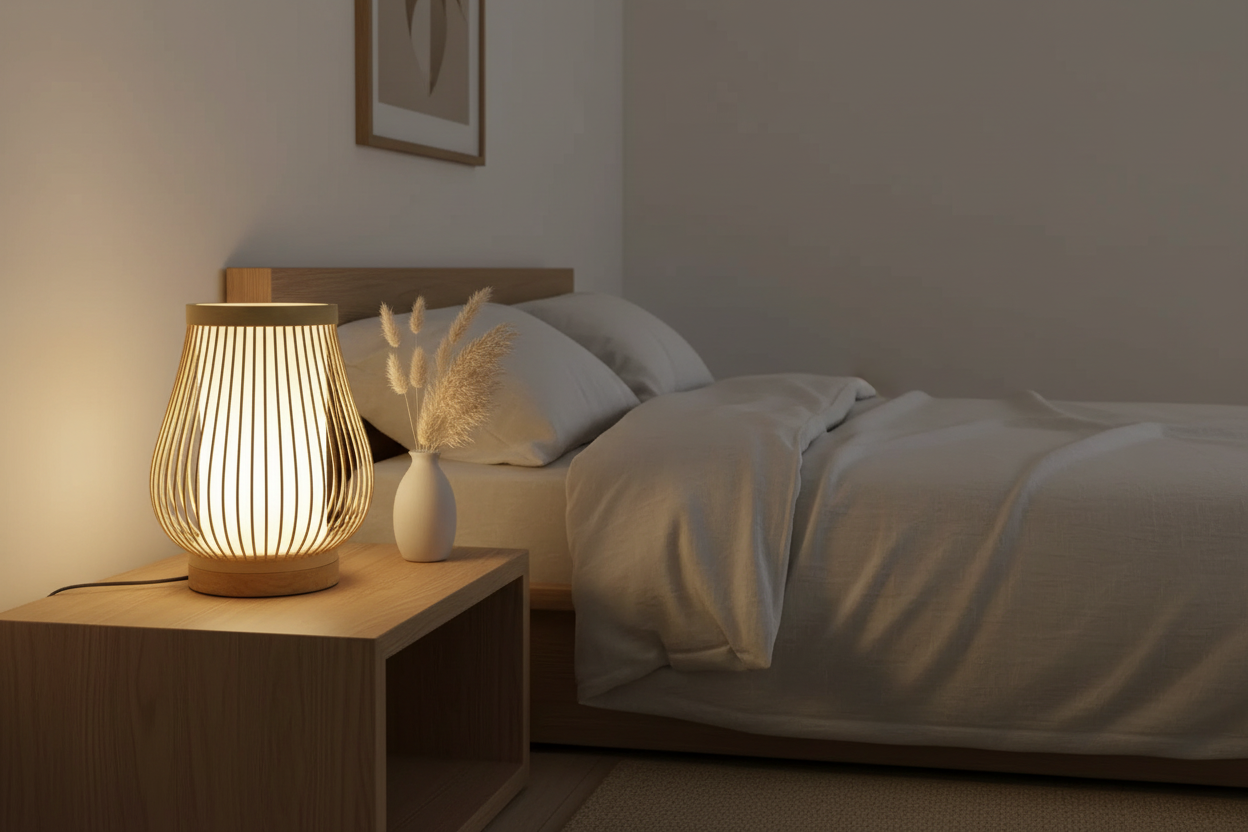 EdoElegance Japanese Style Table Lamp Bamboo Wood E27 Ambient Light