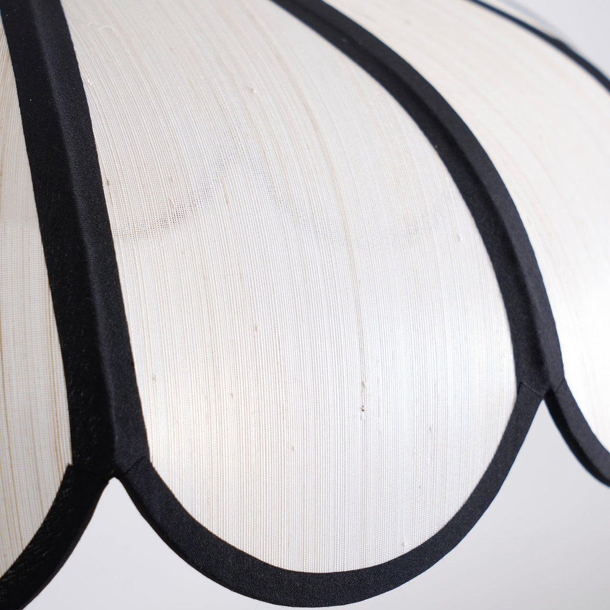 Petalux | Scalloped Pendant Light with Abaca Shade | Walnut Wood Fixture for Dining Room