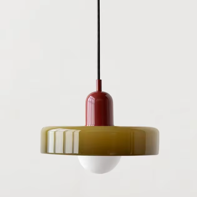 Bauhaus Dual-Tone Glass Pendant Light with Vibrant Colors | Modern Lamp