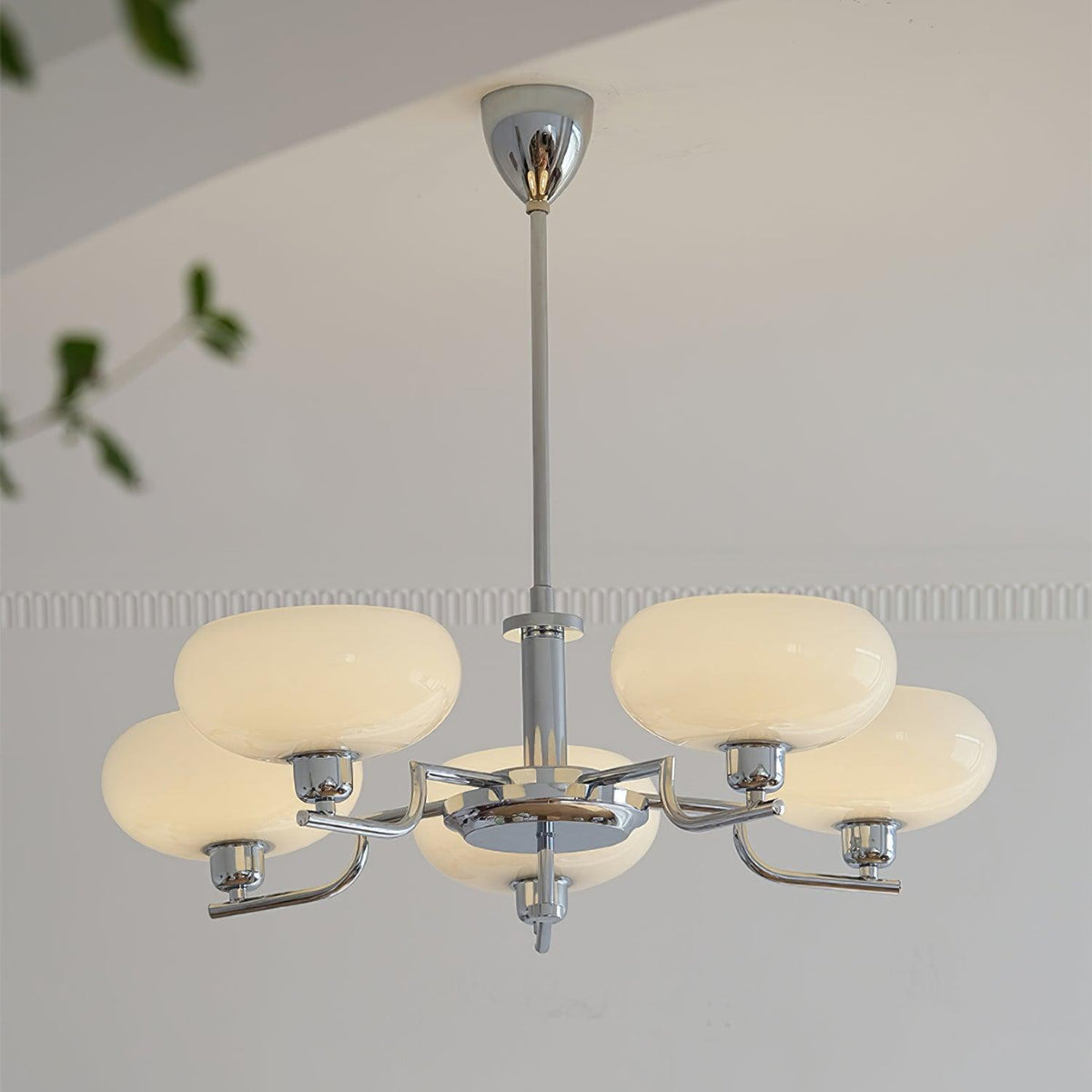 Opalune | Modern Chandelier with Opal Glass Shades | Dimmable Fixture for Dining Room