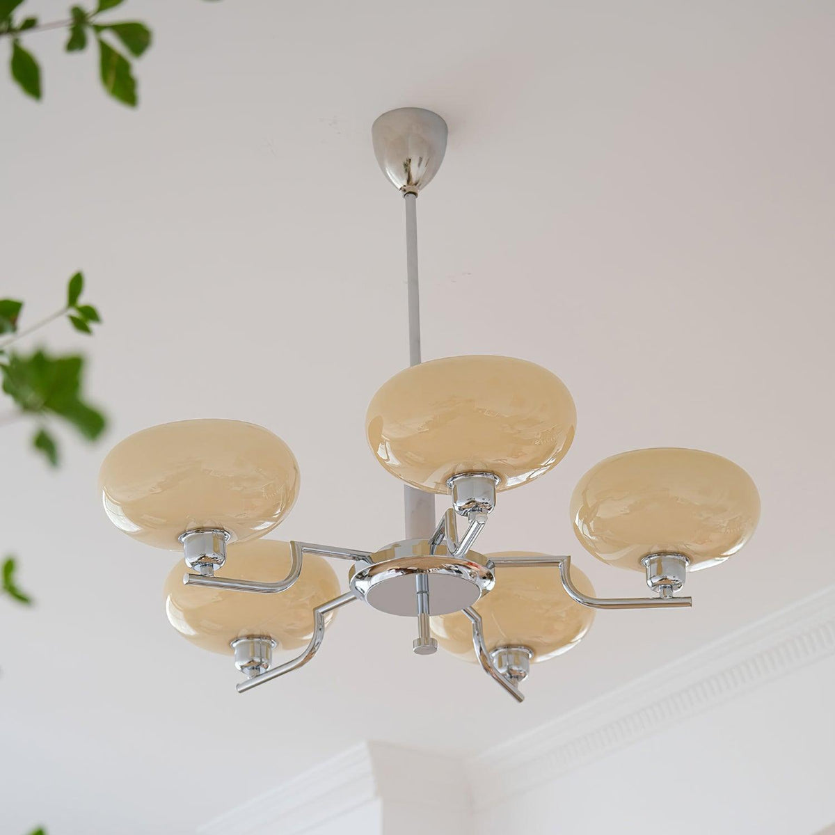Opalune | Modern Chandelier with Opal Glass Shades | Dimmable Fixture for Dining Room